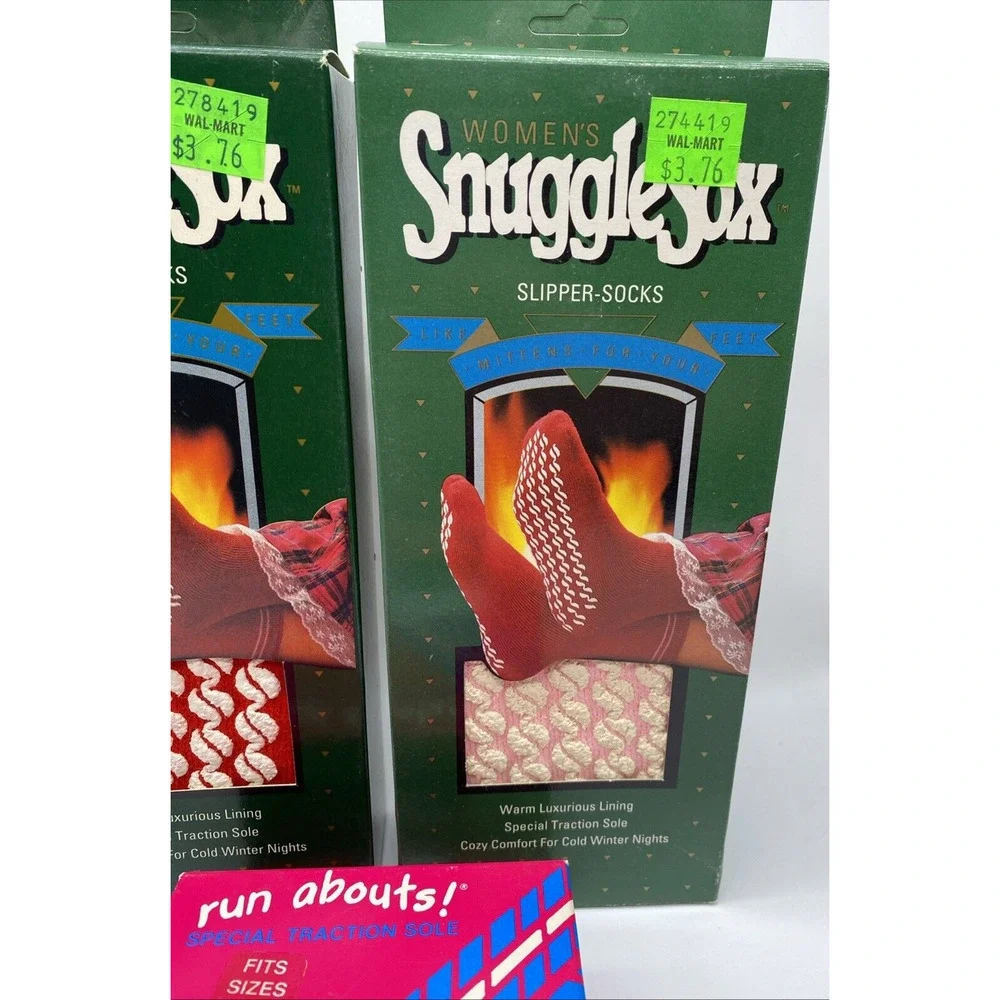 Vintage Snugglesox Snuggle Sox Gripper Slipper Socks Set Lot 3 Pairs NEW Womens